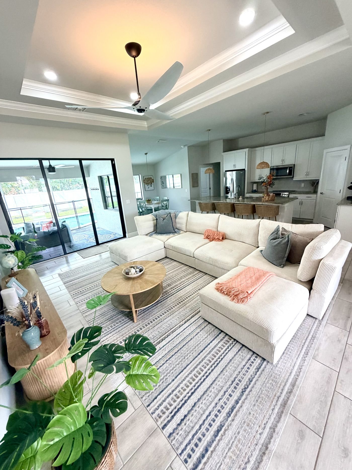 Bright, professionally cleaned living room in a Southwest Florida home